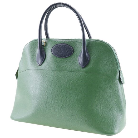 HERMES Bolide35 Handbag By color Green / navy blue Courchevel Women - Picture 1 of 10